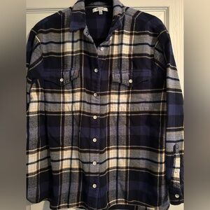 MADEWELL LADIES EX BOYFRIEND COTTON FLANNEL SHIRT SIZE XL NAVY PLAID